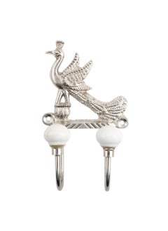 Indian-Shelf IndianShelf Metal Wall Hooks Ceramic Wall Hangings Silver Wall Hangers Peacock Wall Hooks Key Holder Cloth Hangers for Bedroom Hanger Hooks Door Hanger Robe Hooks 1 Pack 525 Inches  - Image 2