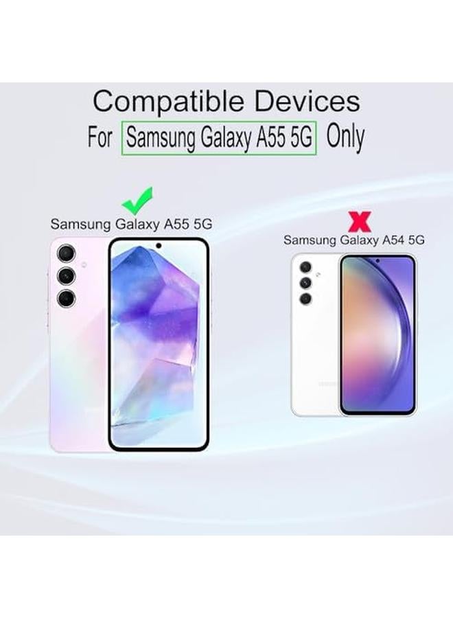 erorex 2 Pack Screen Protector For Samsung Galaxy A55 5G 6.6" 9H Hardness Tempered Glass With 1Pc Camera Lens Protector 1Pc Back Carbon Fiber Film Easy To Install  - Image 2