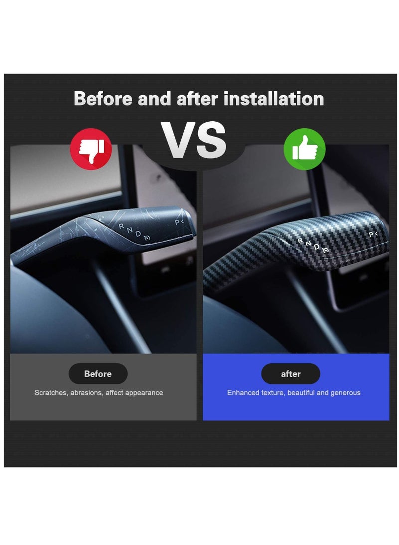 SYOSI Steering Lever Cover for Tesla Model 3 Model Y, Carbon Fiber Steering Lever Cover, Gear Shift Cover Accessories Gear Lever Decorative Cover for Tesla Car - Image 3
