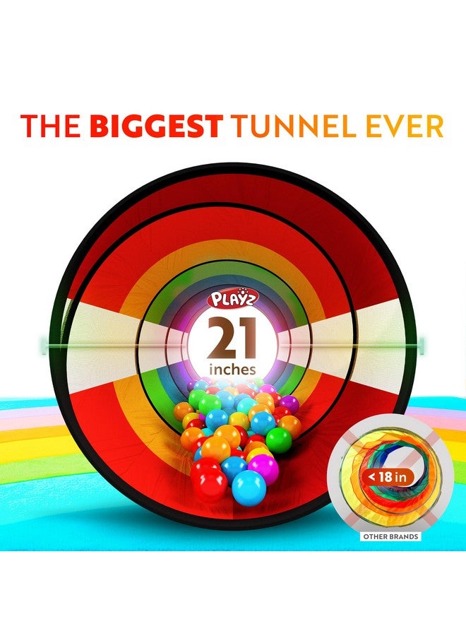 Playz Kids Play Tunnel For Toddlers 1-3 And Up, Large 21" Opening Colorful Rainbow Pop Up Baby Tunnel For Kids To Crawl Through, Indoor & Outdoor Kids Tunnel For Babies, Cat, Dog, Pets Crawling Tunnel  - Image 2