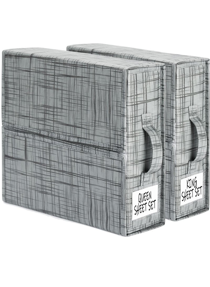 SheetCube Bed Sheet Set Organizer, 2 Pack Foldable Storage Box for Duvet Cover Set, Linen Closet Organizer for Bedding Clothes Blankets, Black - Image 1