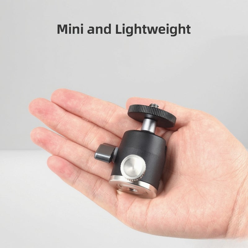 Mini Ball Head Tripod Ballhead Mount Adapter Aluminum Alloy 1/4 Inch Screw Connector with Bottom 1/4 Inch Thread 3kg Load Capacity - Image 5