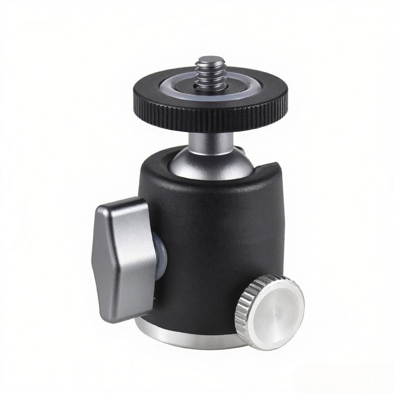 Mini Ball Head Tripod Ballhead Mount Adapter Aluminum Alloy 1/4 Inch Screw Connector with Bottom 1/4 Inch Thread 3kg Load Capacity - Image 1