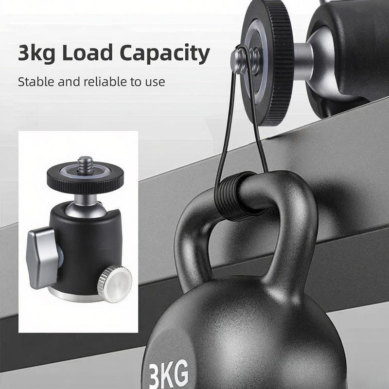 Mini Ball Head Tripod Ballhead Mount Adapter Aluminum Alloy 1/4 Inch Screw Connector with Bottom 1/4 Inch Thread 3kg Load Capacity - Image 3
