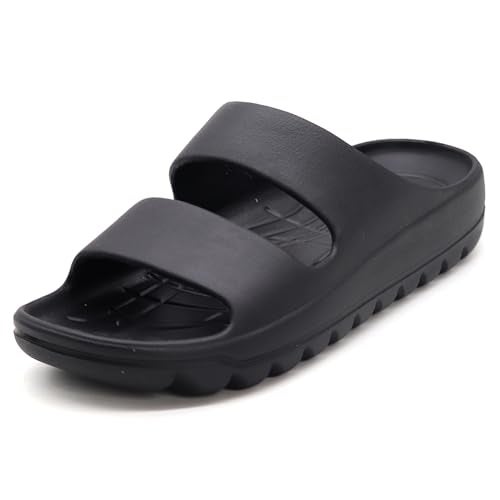 SVAAR Soft EVA Double Strap Slippers for Men | Stylish Anti-Skid Slides with Arch Support & Bouncy Sole | Lightweight Indoor Outdoor Comfort Black - Image 2
