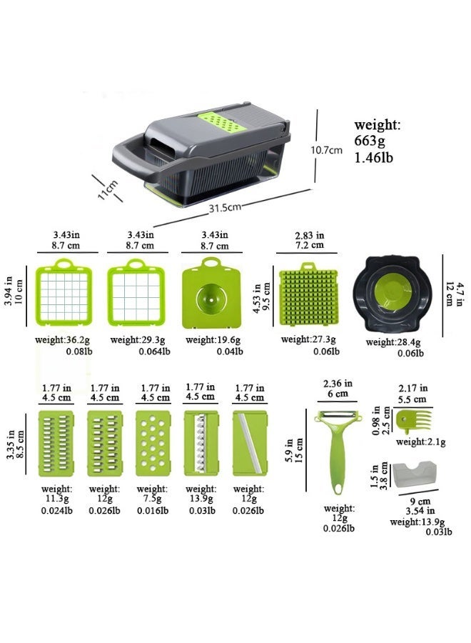 ميكسد قطاعة طعام متعددة الوظائف، مفرمة خضروات 16 في 1، مفرمة بصل، خضروات، فواكه، جزر، إلخ. يمكن تقطيعها وتقطيعها إلى شرائح - Image 5