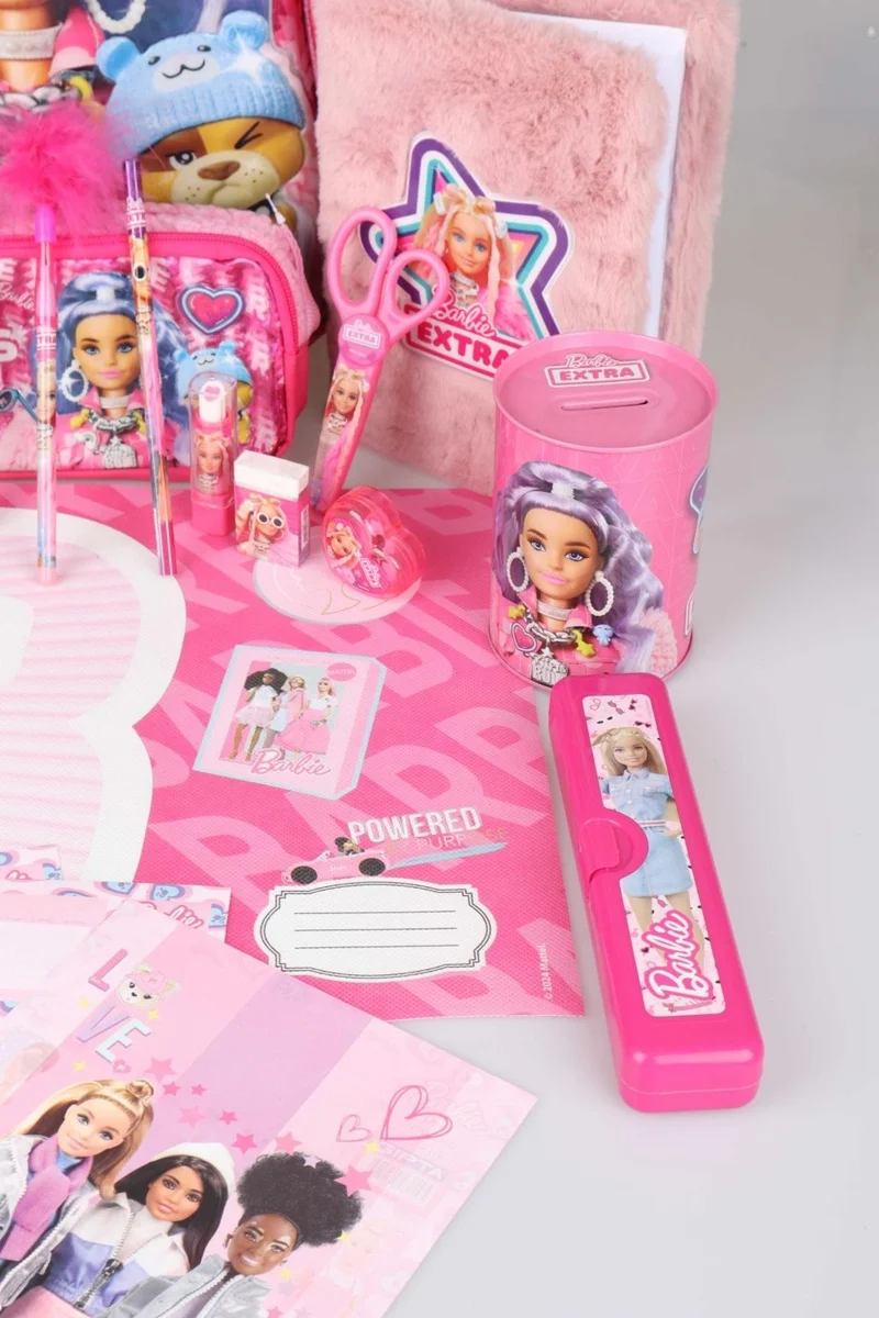 باربي Dekomus New Season Licensed 's Winter Collection School and Pencil Bag with Lunch Box, Water Bottle Full Stationery Set