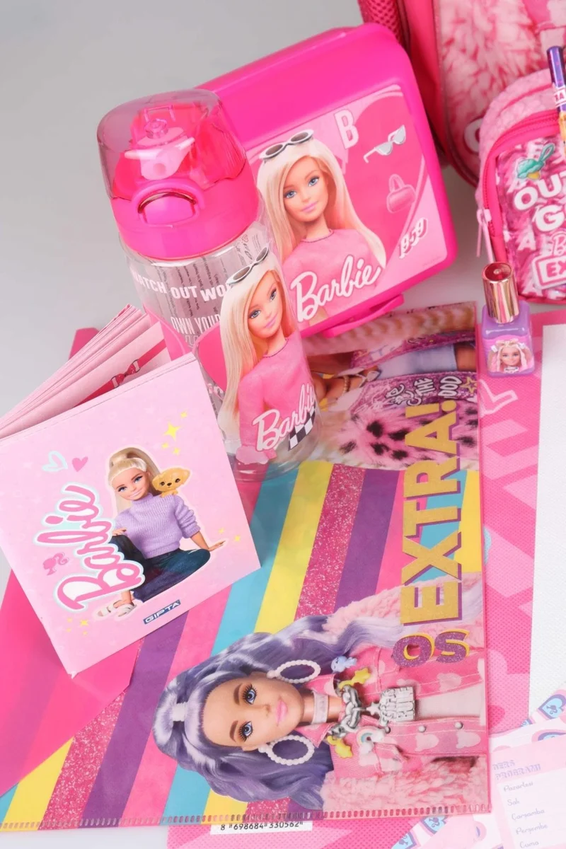 باربي Dekomus New Season Licensed 's Winter Collection School and Pencil Bag with Lunch Box, Water Bottle Full Stationery Set