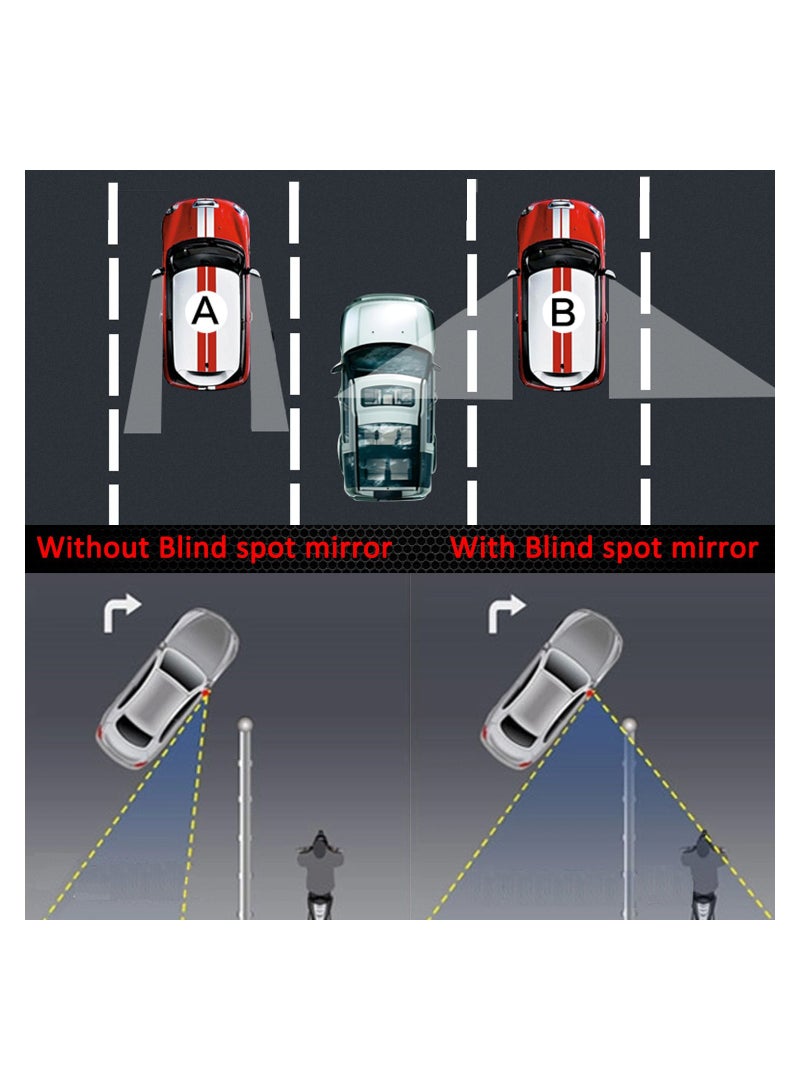 SYOSI Rectangle Blind Spot Mirror, 360 Degree HD Glass and ABS Housing Convex Wide Angle Rearview Mirror for Universal Car Fit (Pack of 2) - Image 5