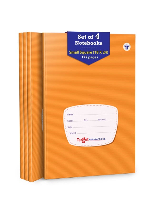 TARGET PUBLICATIONS Small Square Maths Notebooks for Kids and Students | 172 Ruled Pages | Maths Practice Books for Children | 18 cm x 24 cm Approx | Soft Bound Cover | Pack of 4 | GSM 58 - Image 1