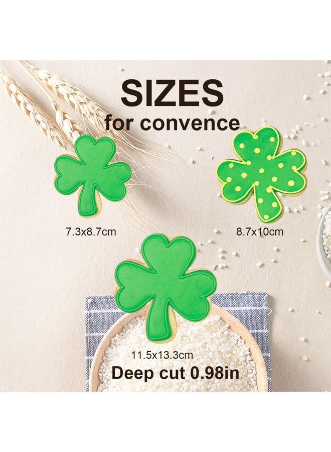 3 Pcs St Patricks Day Cookie Cutter, Stainless Steel Shamrock Biscuit Cutters, St Patricks Day Gifts for Women Baking on St. Patrick's Irish Party - Image 2