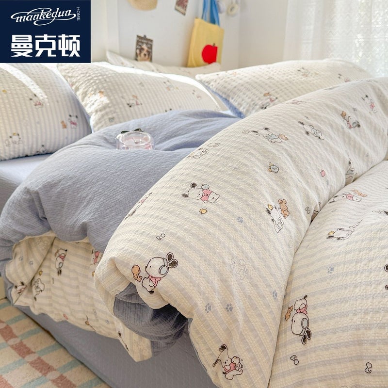 A-level ultra soft double-layer down duvet cover bed sheet set - four piece set bedding bed sheet duvet cover pillow cover - Image 1