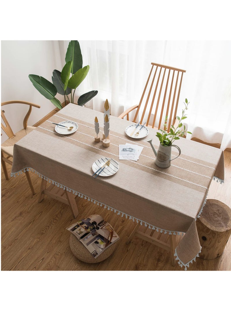 Excefore مفرش طاولة ريفي قطن ولين مقاوم للماء مفرش طاولة من جوت لمطبخ طعام قماش طاولة لطاولات مستطيلة ورقة مستطيلة - Image 2