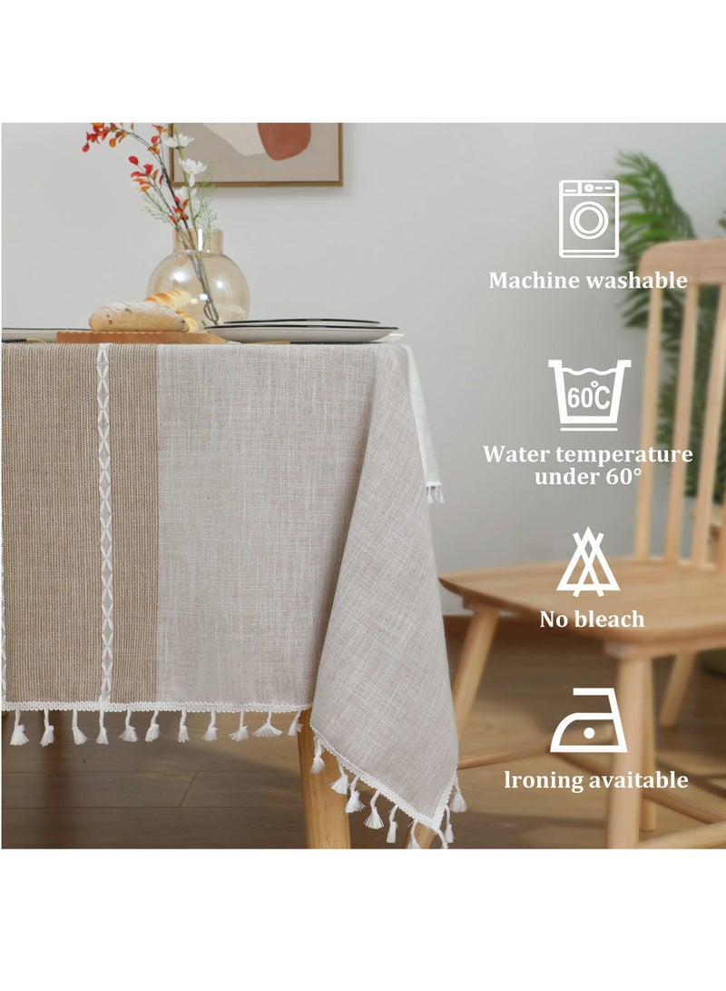 Excefore مفرش طاولة ريفي قطن ولين مقاوم للماء مفرش طاولة من جوت لمطبخ طعام قماش طاولة لطاولات مستطيلة ورقة مستطيلة - Image 3