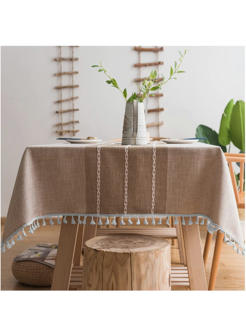 Excefore مفرش طاولة ريفي قطن ولين مقاوم للماء مفرش طاولة من جوت لمطبخ طعام قماش طاولة لطاولات مستطيلة ورقة مستطيلة - Image 1