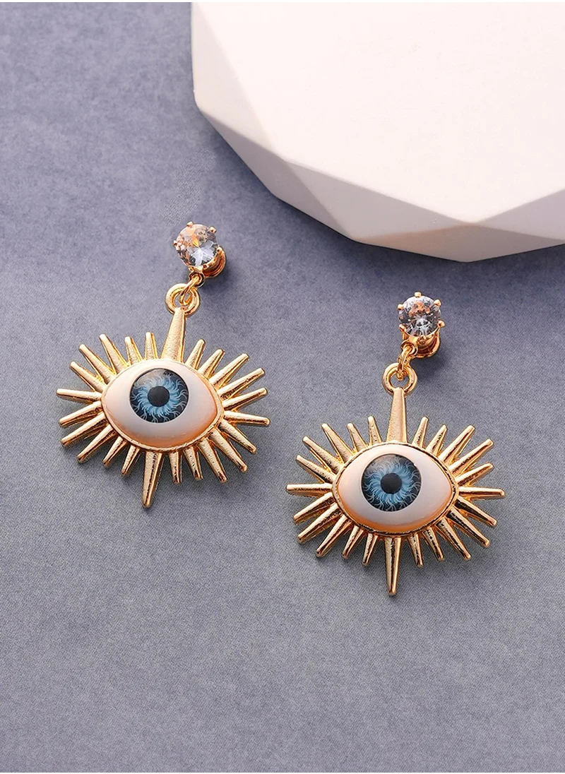 SOHI Contemporary Artificial Stones Studded The Evil Eye's Ray Drop Earrings
