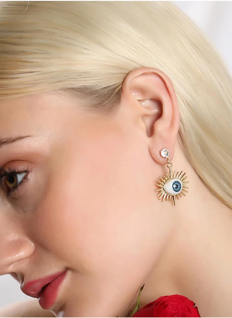 سوهي Contemporary Artificial Stones Studded The Evil Eye's Ray Drop Earrings