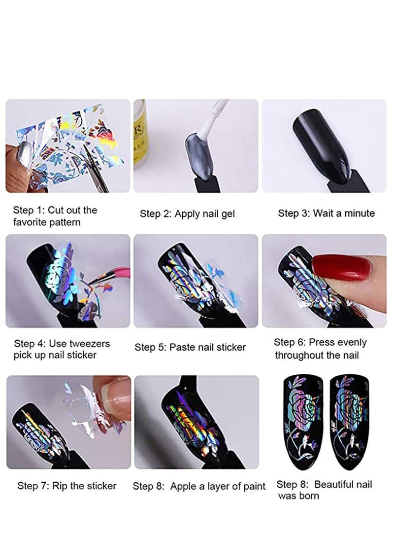 SYOSI ملصق نقل ورق الأظافر الهولوجرافي الملون المعدني 10 لفات ورق أظافر نصائح فن الأظافر لفات لامعة ملصقات DIY زينة الأظافر لتزيين فن الأظافر DIY وصالون - Image 4