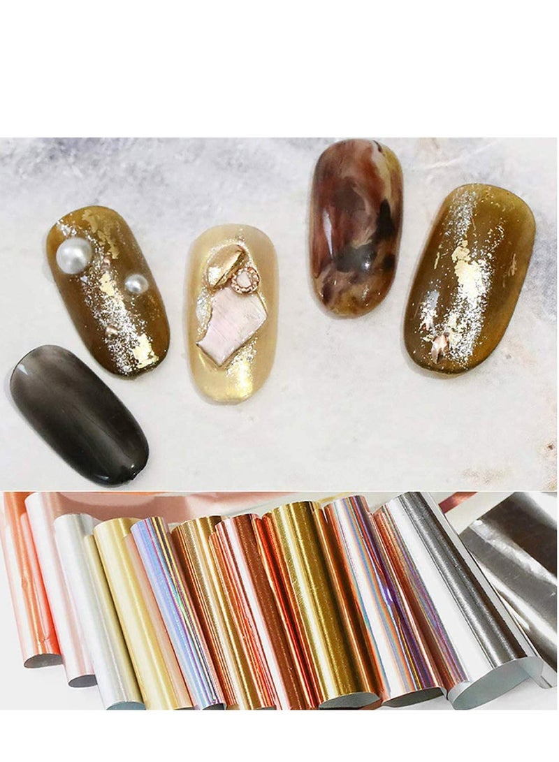 SYOSI ملصق نقل ورق الأظافر الهولوجرافي الملون المعدني 10 لفات ورق أظافر نصائح فن الأظافر لفات لامعة ملصقات DIY زينة الأظافر لتزيين فن الأظافر DIY وصالون - Image 5