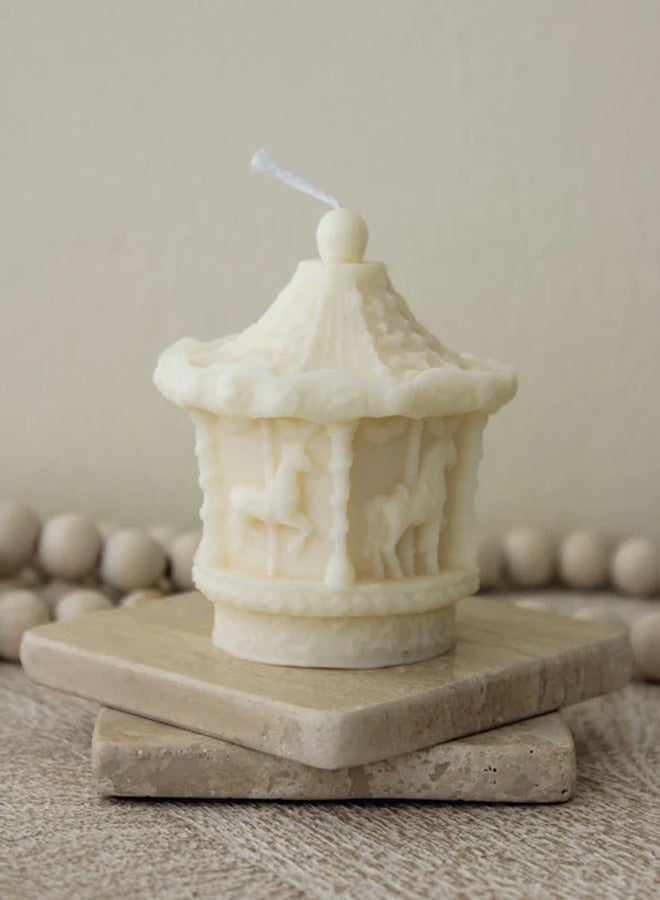 Joyful Carousel Sculptural Candle – Vintage Inspired Decorative Wax Candle - Image 3