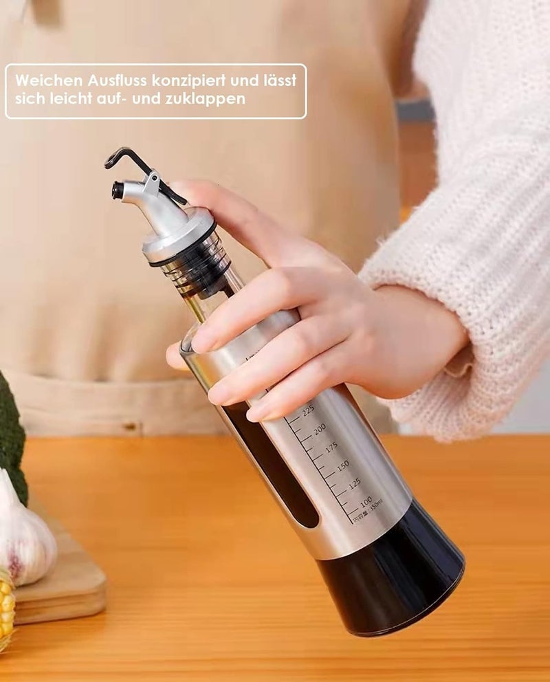 Home-Cloud Stainless Steel And Glass Oil Dispenser Bottle With Measuring Scale | Perfect For Olive Oil, Sauces, And Vinegar | Leak-Proof Auto Flip Non-Drip Spout, 300 ML - Image 5