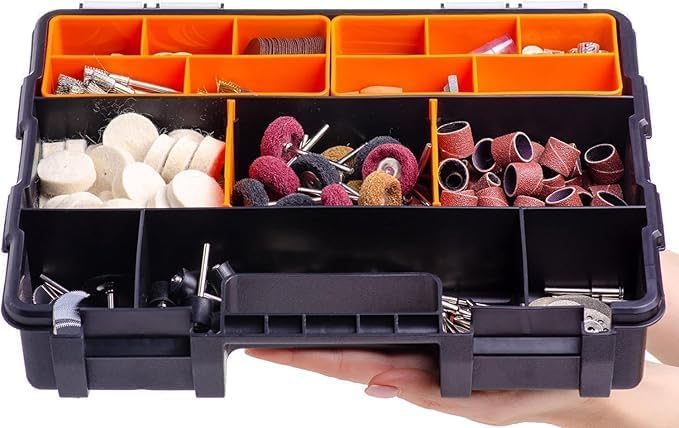 SEVIA Sevia Tool Box Organizers Interlocking Black Small Parts Organizer for Fasteners Parts and Crafts with Removable Dividers for Nails Screws Nuts and Bolts Black Orange  - Image 4