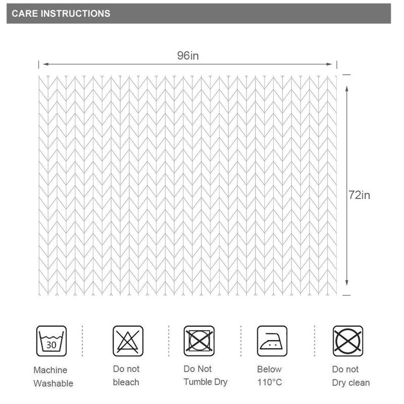 Riyidecor Extra Wide 96Wx72H Inch Shower Curtain White 96 Width Long for Bathroom Geometric Herringbone Chevron Striped Simple Modern Classy Contemporary 16 Metal Hooks Polyester Fabric Set Waterproof - Image 4