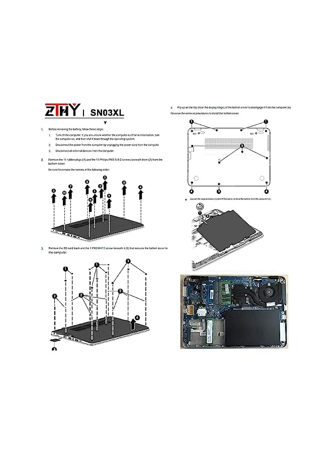 ZTHY 11.4V Sn03Xl St03Xl Laptop Battery For Hp Elitebook 820 G3 G4 725 G3 G4 Series Sn03044Xl Hstnn-Db6V Hstnn-Ub6T 800514-001 800232-241 800232-271 800232-541 - Image 5