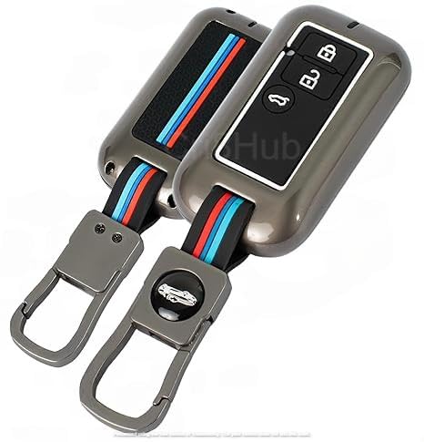 Cri8Hub Metal Silicon Key Cover Compatible with Maruti Suzuki jimny Baleno Grand Vitara XL6 Swift New Brezza Ertiga Dzire 3 Button Smart Key Special Feature Visibilitye in Low-Ligh Conditions - Image 1