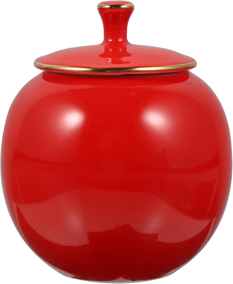 Ceramic Tea Leaf Jar with Airtight Lid, Red Porcelain Sugar Storage Container, Candy Holder for Kitchen and Home Organization - Image 1
