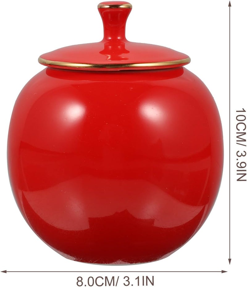 Ceramic Tea Leaf Jar with Airtight Lid, Red Porcelain Sugar Storage Container, Candy Holder for Kitchen and Home Organization - Image 2