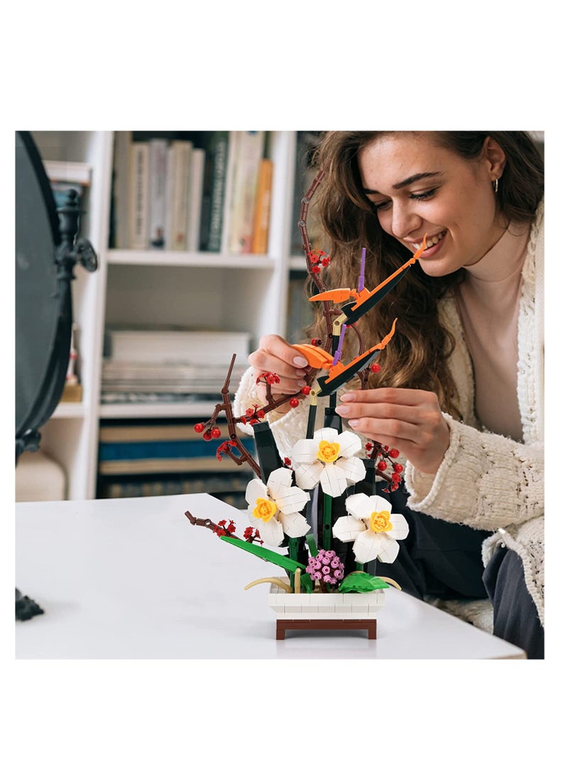 SYOSI Flowers Botanical Collection Building Sets for Adults Bonsai Plants Artificial Flower Building Kits Home Office Decor Display Creative Toy Gift for Girls Women(830 PCS) - Image 2