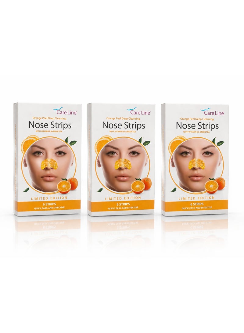 Care Line Orange Peel Deep Cleansing Nose Strips 6 strips (pack of 3)