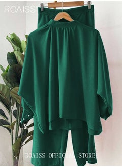 roaiss 2Pcs Women's Casual Set Long Sleeved Top and Pants of The Same Color Malay Indonesia Style Loose Casual Comfortable  - Image 3