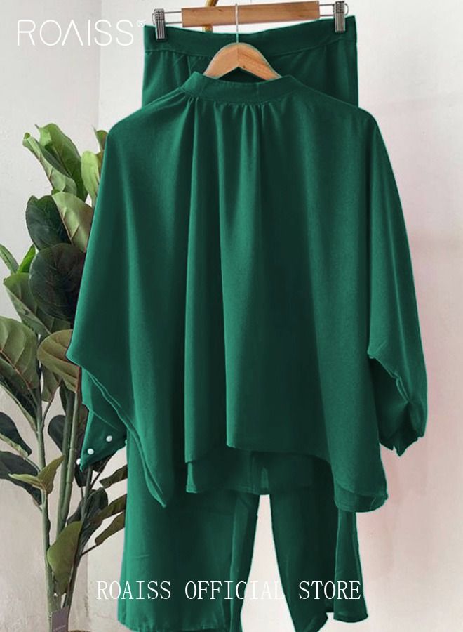 رويس مجموعة نسائية مريحة مكونة من قميص طويل الأكمام وبنطال بنفس اللون بأسلوب مالي إندونيسي فضفاض ومريح - Image 3