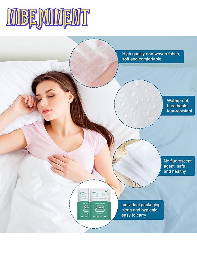NIBEMINENT Travel Disposable Bed Sheet Set,4Pcs Portable Disposable Sheet and Disposable Pillowcase Set, Suitable for Travel Hotel Business Travel - Image 5