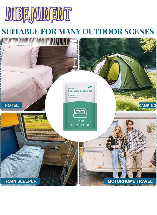 NIBEMINENT Travel Disposable Bed Sheet Set,4Pcs Portable Disposable Sheet and Disposable Pillowcase Set, Suitable for Travel Hotel Business Travel - Image 3