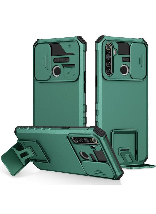 HuHa Case Cover For Realme 5 / 5i / C3 Stereoscopic Holder Sliding Camshield Phone Case Dark Green 