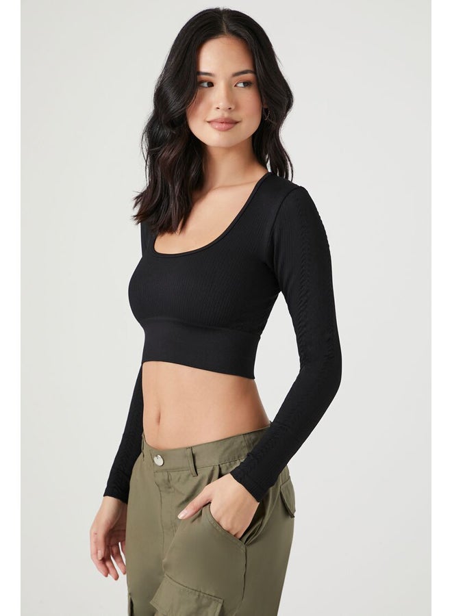 FOREVER 21 Seamless Cable Knit Crop Top - Image 3