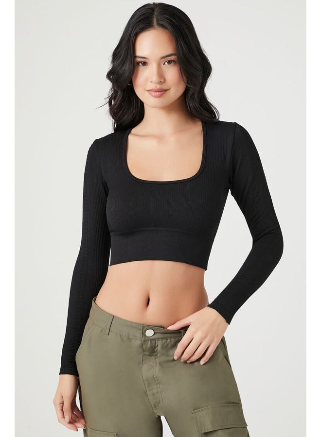 FOREVER 21 Seamless Cable Knit Crop Top - Image 2