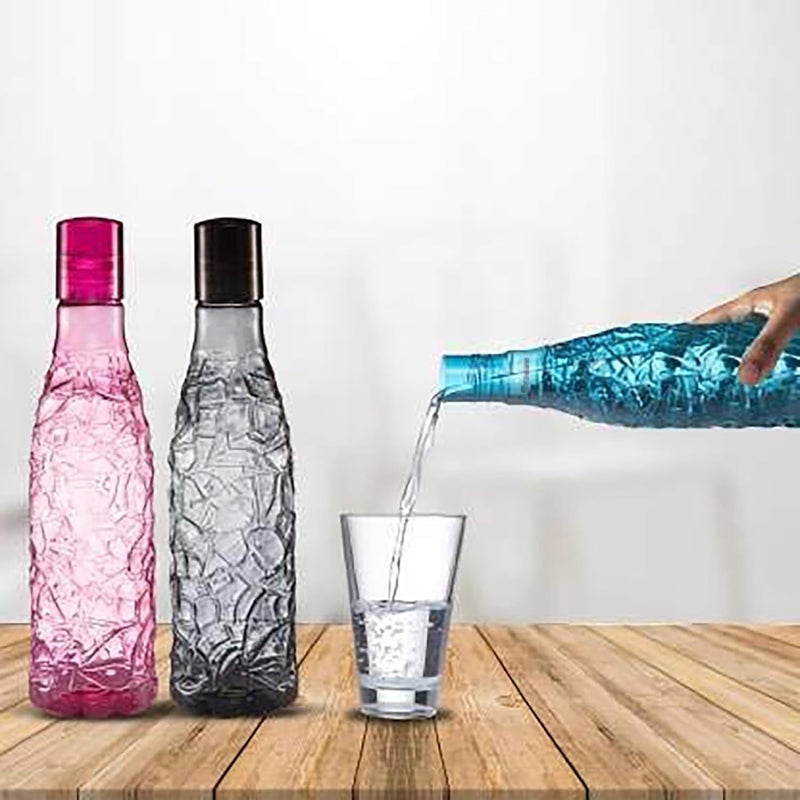 Floraware Food Grade Premium Plastic Fridge Round Water Bottle Drinking Bottle 1000ml Pack of 6 Pink - Image 2