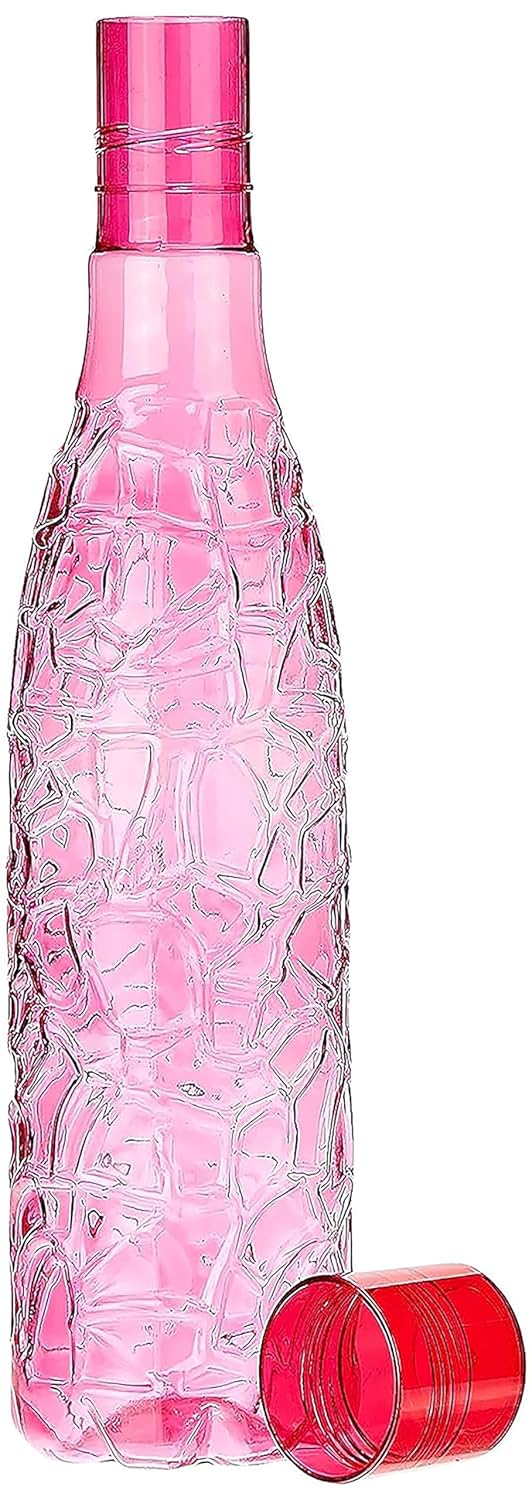 Floraware Food Grade Premium Plastic Fridge Round Water Bottle Drinking Bottle 1000ml Pack of 6 Pink - Image 5