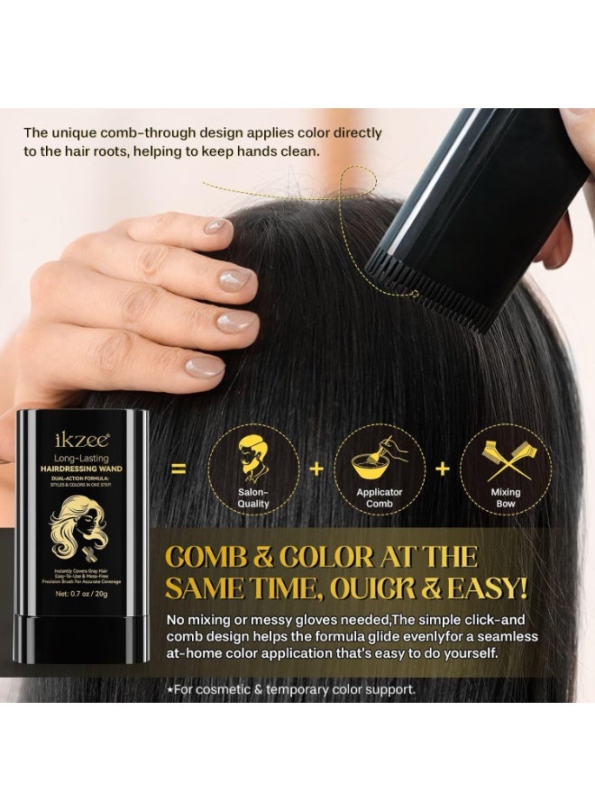 IKZEE Hair Color Stick Black, Grey Root Cover Up Instant Hair Root Touch-Up Stick, Temporary Hair Dye For Natural Gray Coverage, Long-Lasting Moisturizing Formula With Plant Extracts 20g - Image 3