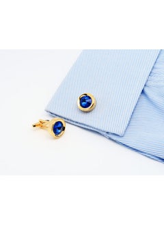 Round Diamond Cutting Crystal Men Cufflinks With Gift Case French Cuff Shirt Unisex Cuff Link Buttons For Business Wedding Tuxedo (14K Gold Plated Blue Crystal) - pzsku/Z5757E5234AE214CD42DCZ/45/_/1735816809/6678aad2-8b62-492a-976b-500389163ef7