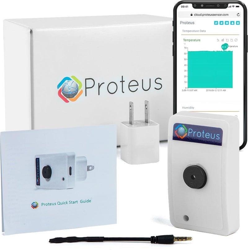 Proteus أمبيو - مستشعر درجة الحرارة والرطوبة واي فاي مع جرس إنذار وتنبيهات عبر البريد الإلكتروني/الرسائل النصية - Image 1