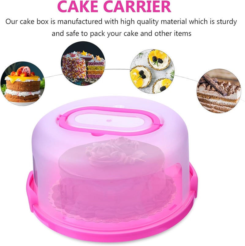 Reusable Thickened Cake Holder with Handle Food-grade PP Portable Cake Carrier Featuring Locking Lid Airtight Multi-functional Storage Box in Subtle Pink Practical for Baking and - Image 2