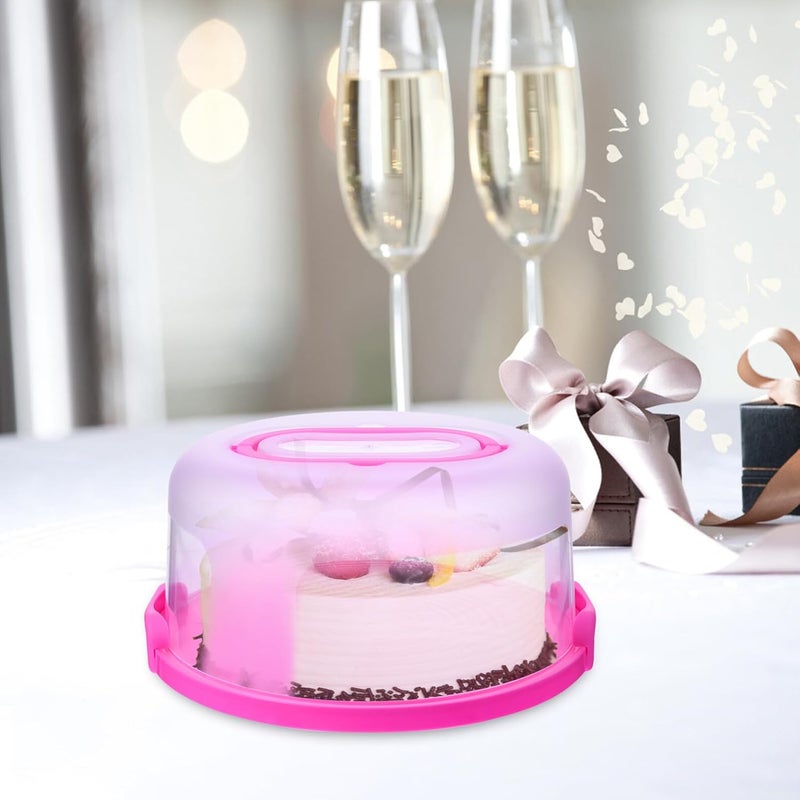Reusable Thickened Cake Holder with Handle Food-grade PP Portable Cake Carrier Featuring Locking Lid Airtight Multi-functional Storage Box in Subtle Pink Practical for Baking and - Image 3