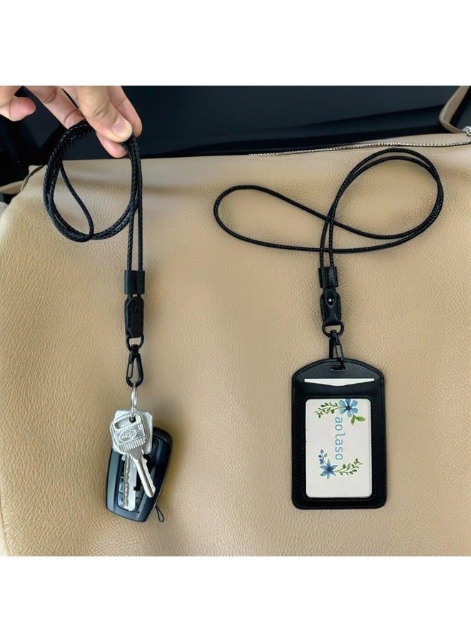 aolaso Leather Lanyard, Keys Lanyard Neck Strap Keychain with Metal Clasp for ID Badge Holder/Cell Phone/Mini Notebook/USB/Camera - Image 3