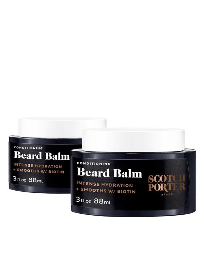 scotch porter Scotch Porter Conditioning Beard Balm Twin Pack – Smooth, Shape, Moisturize & Soften Coarse, Dry Facial Hair while Encouraging Growth for a Fuller/Healthier-Looking Beard – Original Scent, 2 x 3 oz  - Image 1