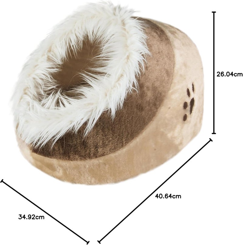 TRIXIE Minou Cuddly Cave Cat Bed with Removable Cushion NonSkid BottomBeigeBrown Medium - Image 5